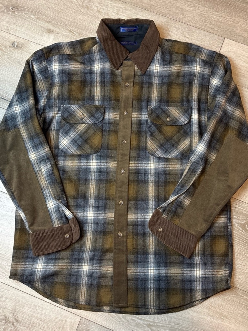Pendleton Olive, Gray & Brown Plaid Button-Down Shirt